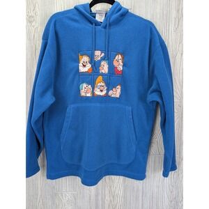 Vintage Disney Store 7 Dwarfs Hoodie Small Teal Sweatshirt Embroidered Fleece